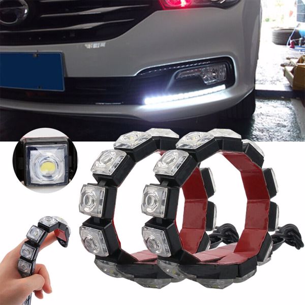 2x Car Flexible 6 LED DRL Daytime Running Light Driving Daylight Fog Light Lamp