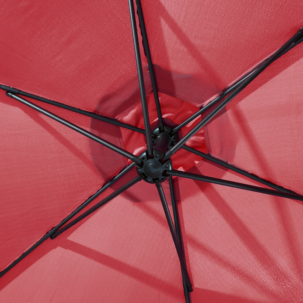 10FT Banana Umbrella Waterproof Folding Sunshade Wine Red 