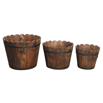 Outdoor Reinforced And Anticorrosive Chinese Fir Planting Pot Flower-Shaped Barrel Carbonized Color