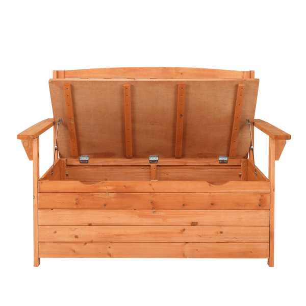 112 * 58 * 84cm Cedar Yard Storage Box With Backrest Armrest Bright Orange Red
