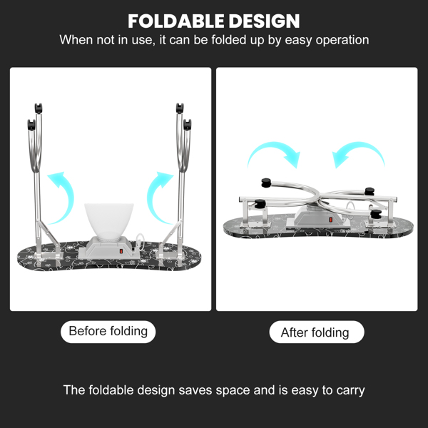 Folding Portable Nail Desk Nail Table Workstation with Lockable Wheels,Lamp,Wrist rest Black