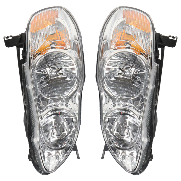 Headlight For 2003-2008 Toyota Corolla Chrome Housing Lamps Pair Left Right