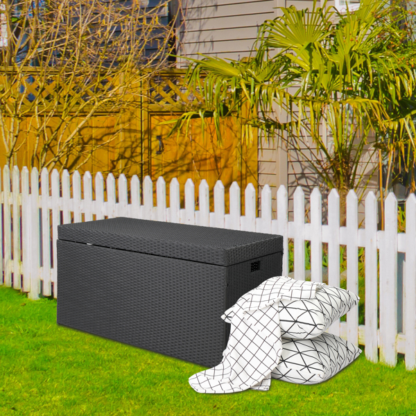 Simple And Practical Outdoor  Ratton Deck Box Storage Box Black Four-Wire
