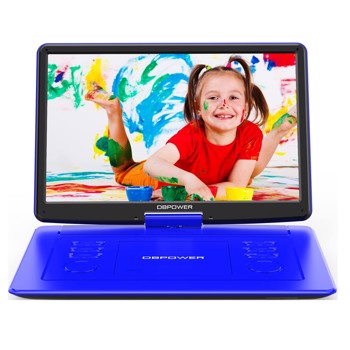 DBPOWER 17.9\\" Portable DVD Player with 15.6\\" Large HD Swivel Screen, 6 Hour Rechargeable Battery, Support USB/SD and Multiple Disc Formats, High Volume Speaker, Car Charger, Remote Control, Blue