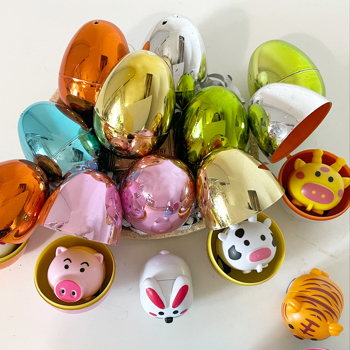 Prefilled Easter Eggs with Toys Inside, Pre Filled Plastic Easter Eggs with Animal Pull-Back Cars Easter Egg Fillers, Toddler Easter Basket Stuffers Bulk
