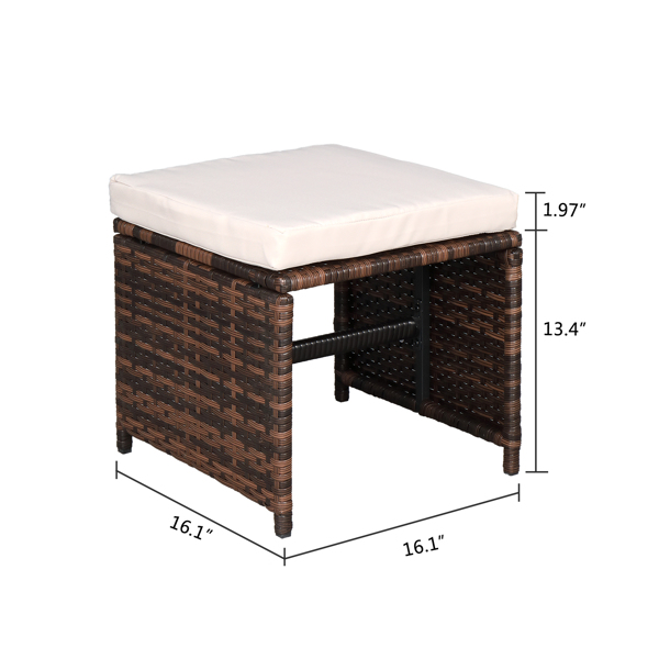 Nine-Piece Table And Chair Set-1 (1/3) Brown Gradient