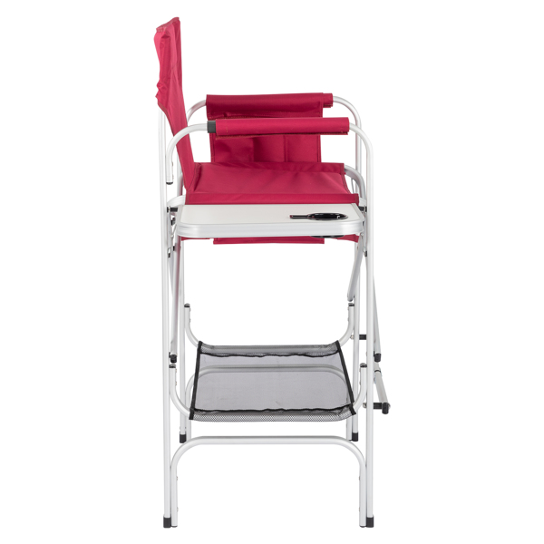 116*60*49cm 120kg Silver White Bright Oxidation/Aluminum Flat Tube Rose Red Oxford Cloth Carrying Bag Director's Chair