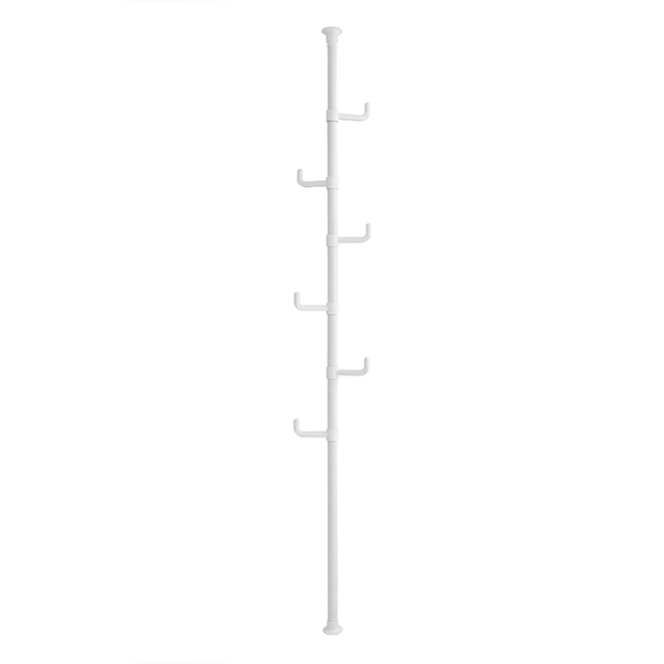Adjustable Laundry Pole Clothes Drying Rack Coat Hanger DIY Floor to Ceiling Tension Rod Storage Organizer for Indoor, Balcony - White (it isn't able to ship on weekend)