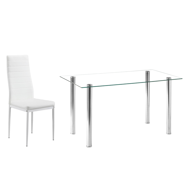 Simple Assembled Transparent Glass & Iron Dinner Table(Replacement code: 41827204)