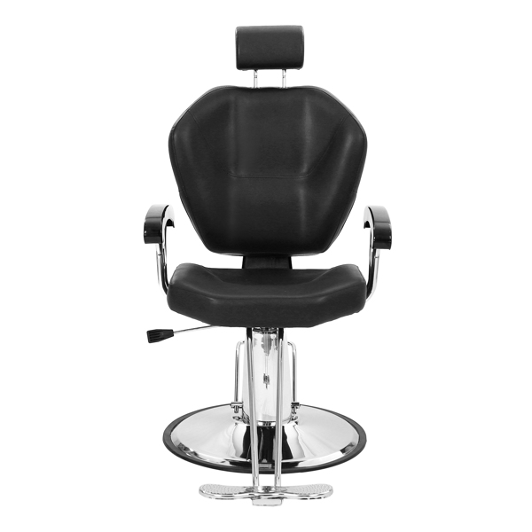 PVC leather cover, iron plated pedal, ABS armrest, 680 plated iron plate, with headrest, reclining barber chair, 150kg black