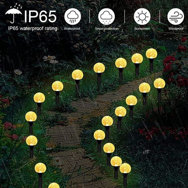 Solar LED Ball Stake Lights Outdoor Garden Light Pathway Landscape Decor Lamp