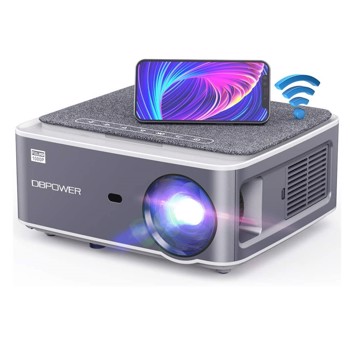 DBPOWER Native 1080P WiFi Projector, Upgrade 12000L 450 ANSI Full HD Outdoor Movie Projector, RD-828, Gray