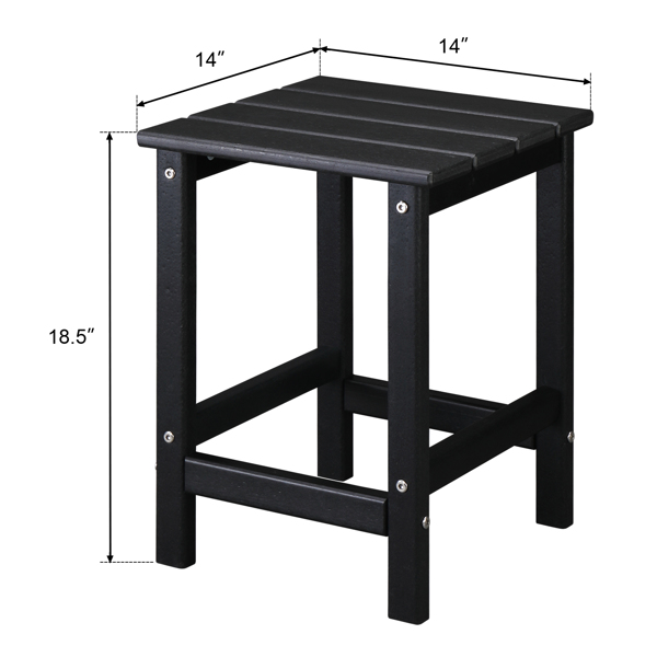 36*36*47cm Single Layer Square HDPE Side Table Black