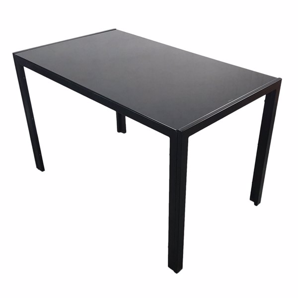 Simple Assembled Tempered Glass & Iron Dinner Table Black(Replacement code: 13028197-55761004)