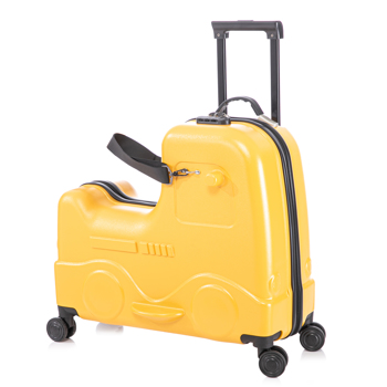 22 Inch Kid\\'s Ride on Suitcase Children\\'s Trolley Luggage Carry-On Luggage with Spinner Wheels \\Lock\\Safty Belt\\Telescoping Handle Yellow