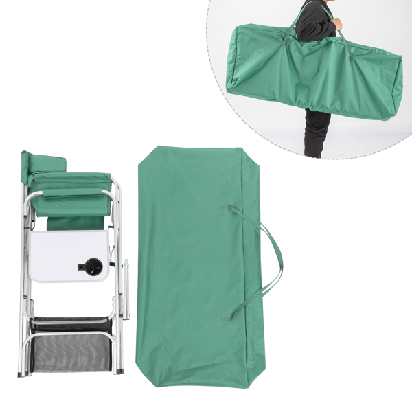 116*60*49cm 120kg Silver White Bright Oxidation/Aluminum Flat Tube Green Oxford Cloth Carrying Bag Director Chair