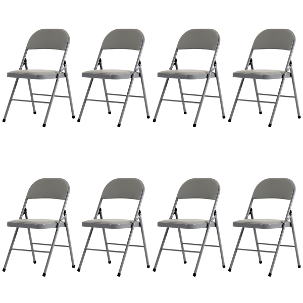 4pcs Elegant Foldable Iron & PVC Chairs for Convention & Exhibition Gray