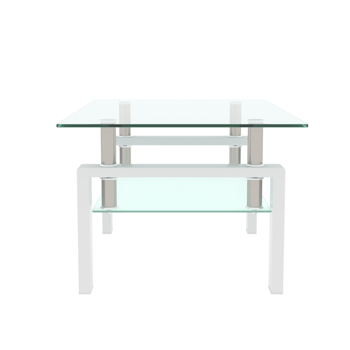 White Coffee Table, Clear Coffee Table，Modern Side Center Tables for Living Room， Living Room Furniture