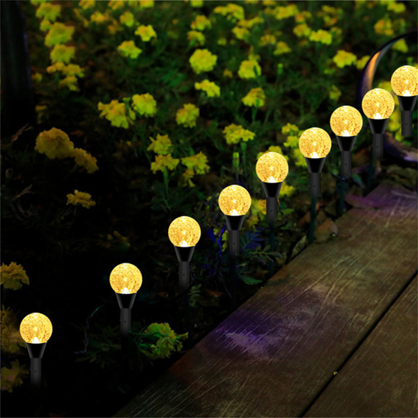 Solar LED Ball Stake Lights Outdoor Garden Light Pathway Landscape Decor Lamp