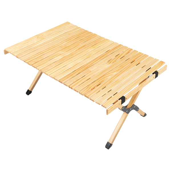 90*60*43cm Wooden Camping Roll Table Log Varnish Color