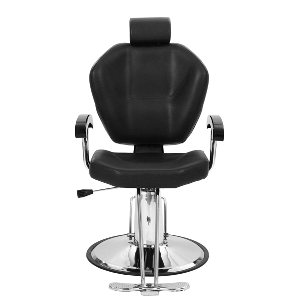 PVC leather cover, iron plated pedal, ABS armrest, 680 plated iron plate, with headrest, reclining barber chair, 150kg black