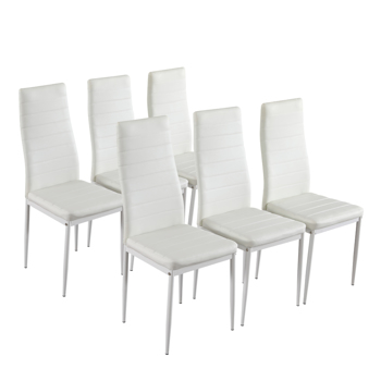 6pcs Elegant Assembled Stripping Texture High Backrest Dining Chairs B White(Replace encoding: 36210827)