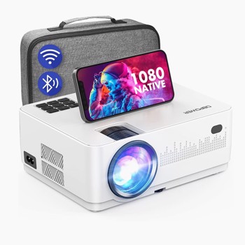 WiFi Bluetooth Projector, DBPOWER 10000L HD Native 1080P Projector Support 4k & 5G, Zoom & Sleep Timer, L23 White