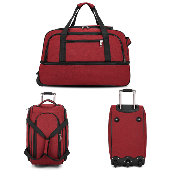 Expandable 3 PCS Luggage Set Foldable Softside Travel Suitcase with Spinner Wheels Red Black