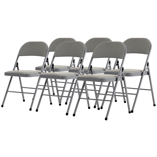 6pcs Elegant Foldable Iron & PVC Chairs for Convention & Exhibition Gray