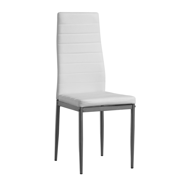 4pcs backrest cushion horizontal sewing decoration PU leather dining chair round tube white cushion gray leg N201（ Replace encoding 13029116）