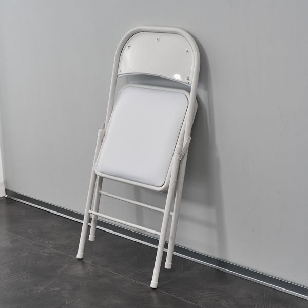4pcs Elegant Foldable Iron & PVC Chairs for Convention & Exhibition White