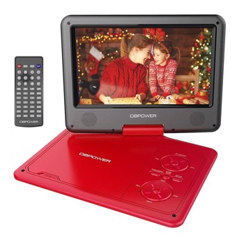 DBPOWER 11.5\\" Portable DVD Player, 5-Hour Built-in Rechargeable Battery, 9\\" Swivel Screen Region Free (Red)