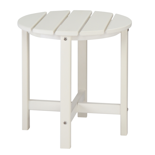46*46*46cm Single Layer Round HDPE Side Table White