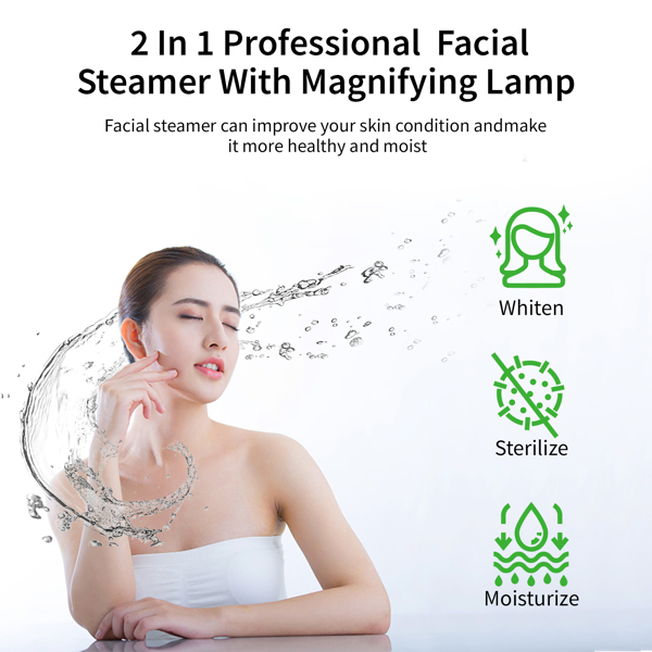 2 in 1 Facial Steamer with 3X Magnifying Lamp, Esthetician Steamer Professional Aromatherapy Humidifier Face Spa Mist Steam for Home Beauty Salon, Personal Skin Care Deep Cleaning