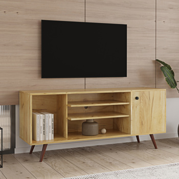 TV Stand Use in Living Room Furniture with 1 storage and 2 shelves Cabinet