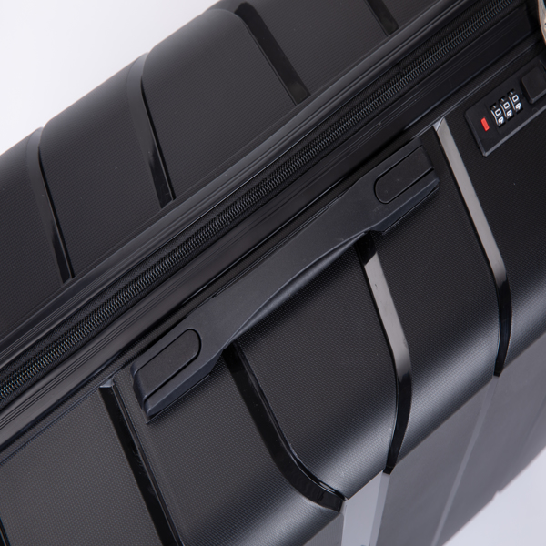 Hardshell Suitcase Spinner Wheels PP Luggage Sets Lightweight Durable Suitcase with TSA Lock,3-Piece Set (20/24/28) ,Black