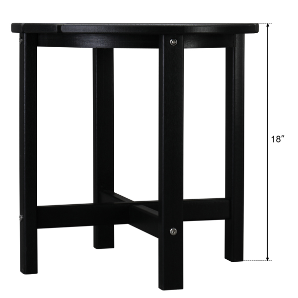 46*46*46cm Single Layer Round HDPE Side Table Black