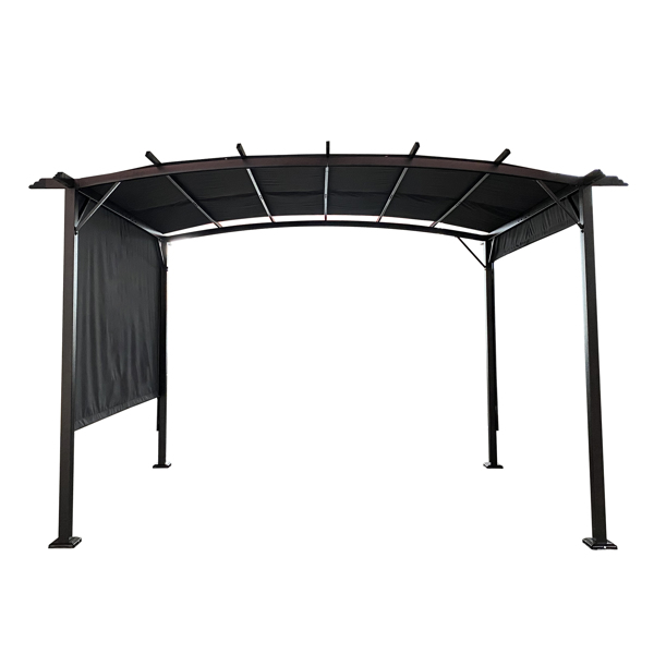 12 x 9 Ft Outdoor Pergola Patio Gazebo,Retractable Shade Canopy,Steel Frame Grape Gazebo,Sunshelter Pergola，Grey [Sale to Temu is Banned.Weekend can not be shipped, order with caution]