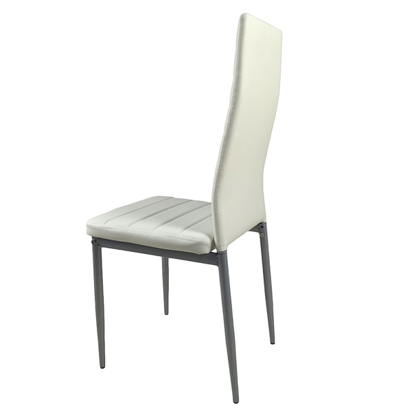 4pcs backrest cushion horizontal sewing decoration PU leather dining chair round tube white cushion gray leg N201（ Replace encoding 13029116）