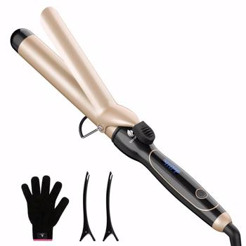 Curling Iron 1 1/2-inch Dual Voltage Instant Heat with Extra-Smooth Tourmaline Ceramic Coating, Glove Included by MiroPure, RM-C85-38 Gold