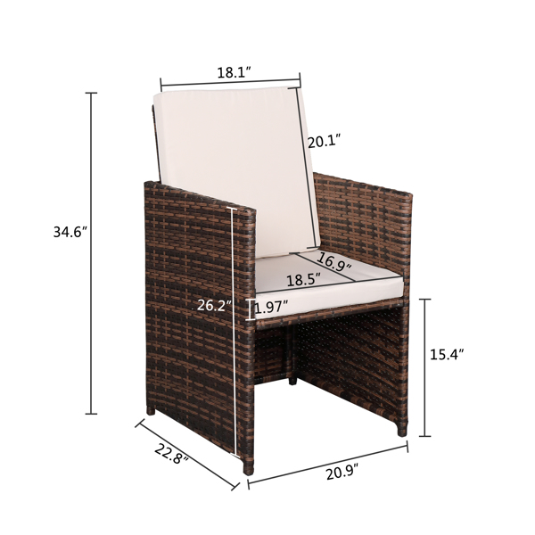 Nine-Piece Table And Chair Set-1 (1/3) Brown Gradient