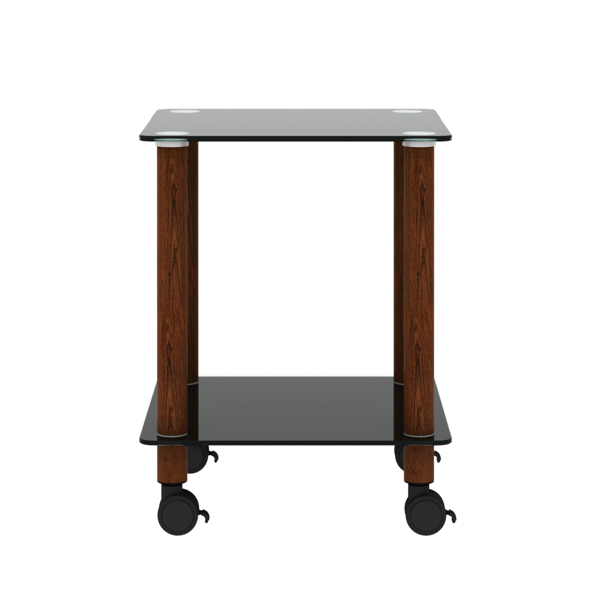 1-Piece Black + Walnut Side Table , 2-Tier Space End Table ,Modern Night Stand, Sofa table, Side Table with Storage Shelve