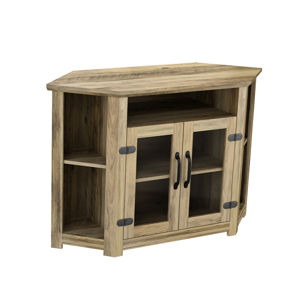 44 Inch Modern Farmhouse Wood Entertainment Center, TV Console with Double Doors and Storage Cabinets