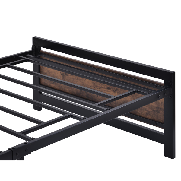 Metal and Wood Bed Frame with Headboard and Footboard ,Twin Size Platform Bed ,No Box Spring Needed, Easy to Assemble(BLACK)