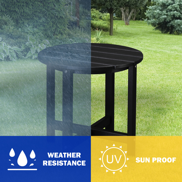 46*46*46cm Single Layer Round HDPE Side Table Black