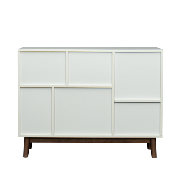 Multi-purpose storage cabinet with display stand and door, entrance channel, modern buffet or kitchen sideboard, TV cabinet, white and Espresso