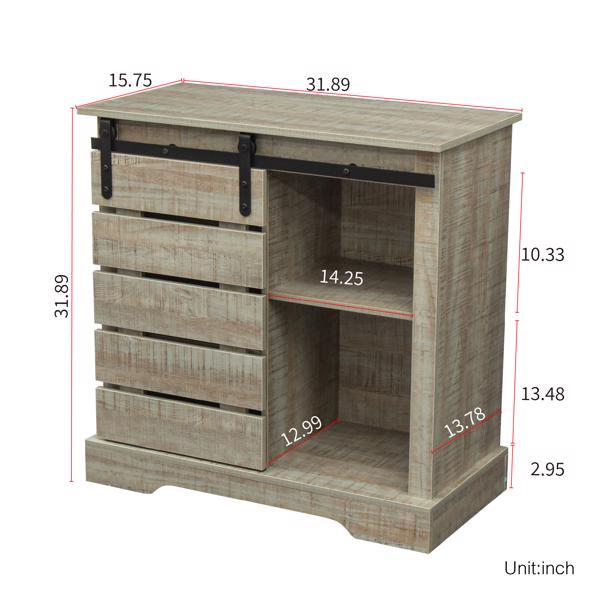de Cabinet Buffet Sideboard with Sliding Barn Door and Interior Shelves,