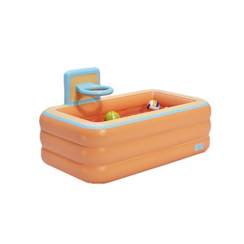 Toy Inflatable Pool with Basketball Rack,Thickened Family Inflatable Pool for Outdoor, Garden, Backyard, Summer，Orange