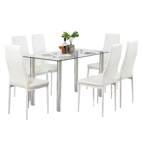 Simple Assembled Transparent Glass & Iron Dinner Table(Replacement code: 41827204)
