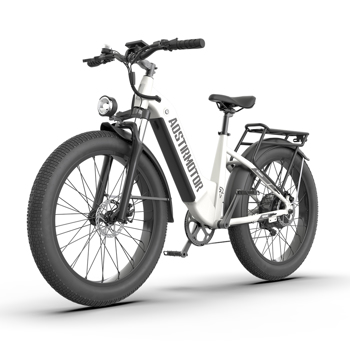  AOSTIRMOTOR New Pattern 26\\" 1000W Electric Bike Fat Tire 52V15AH Removable Lithium Battery for Adults(white)